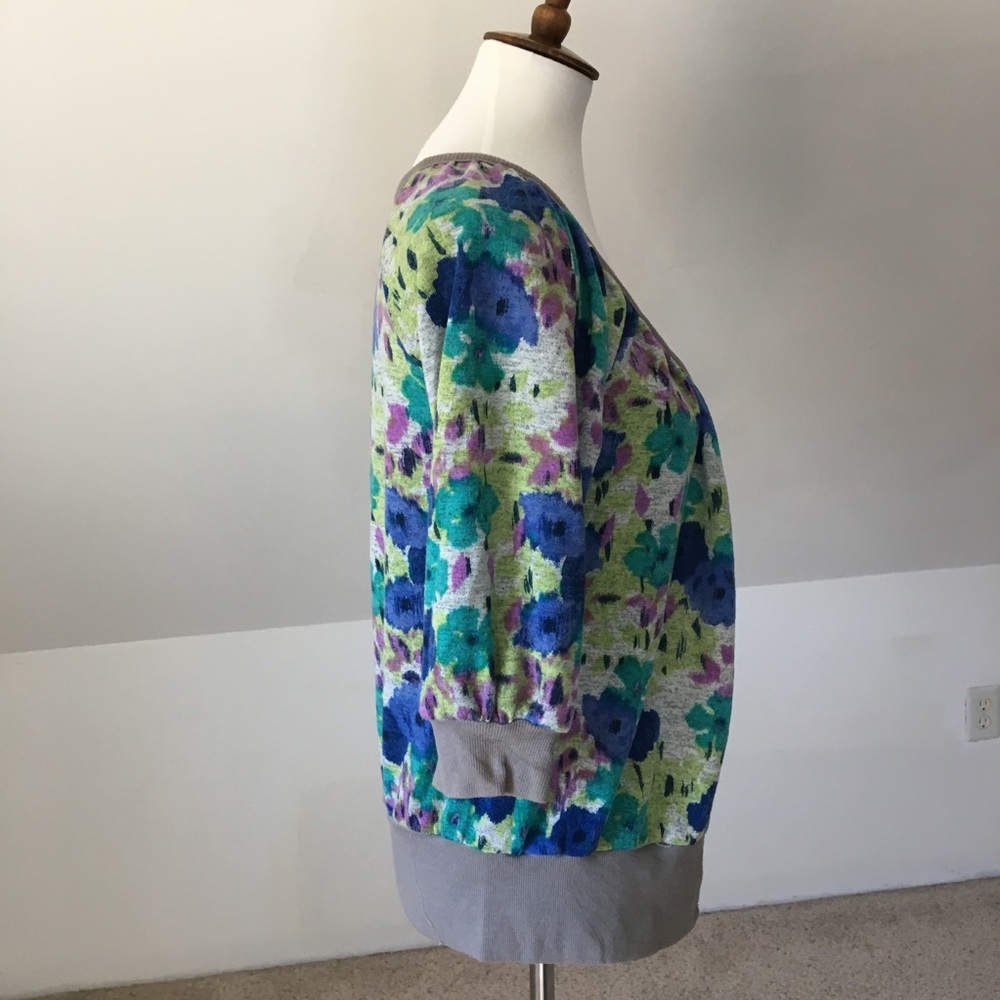 Watercolored 3/4 Sleeve Full Buttoned Cardigan - Picture 5 of 8